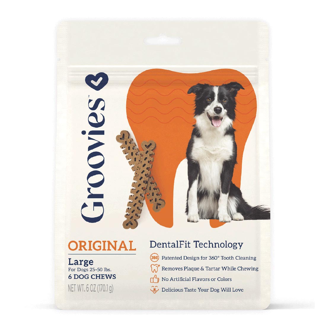 Groovies Dog Dental Chews - 6oz Bag