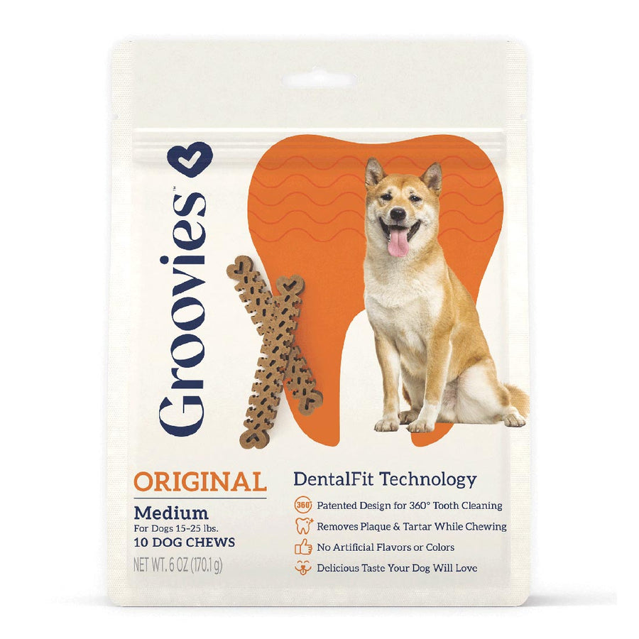 Groovies Dog Dental Chews - 6oz Bag